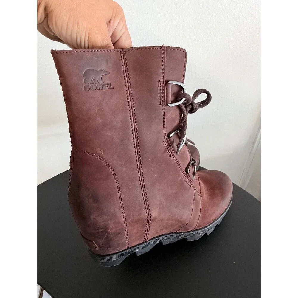 Sorel Joan of Arctic Wedge II Boots Women’s 9.5 Brown Leather NL3018-010 Lace Up